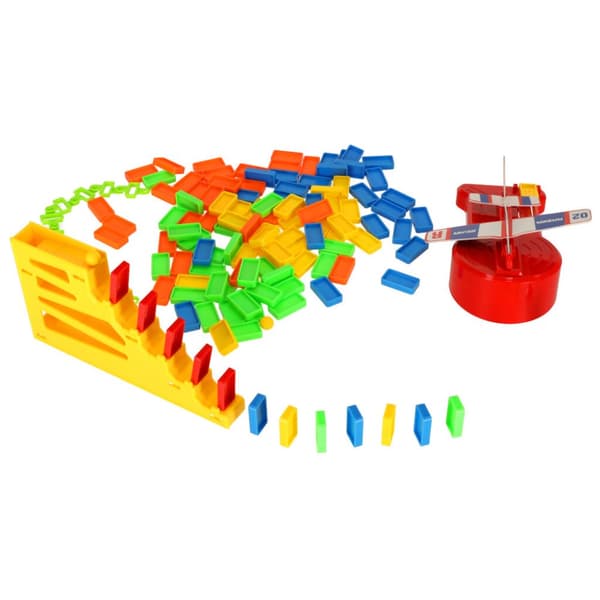 Pedagogiskt spel domino blockerar launcher plan med trappor och boll set