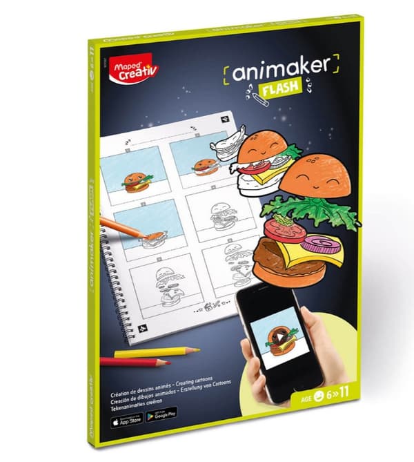 Et kreativt kunstkit til at skabe animationer af tegnerammer af Animaker Flash Pop Maped-film