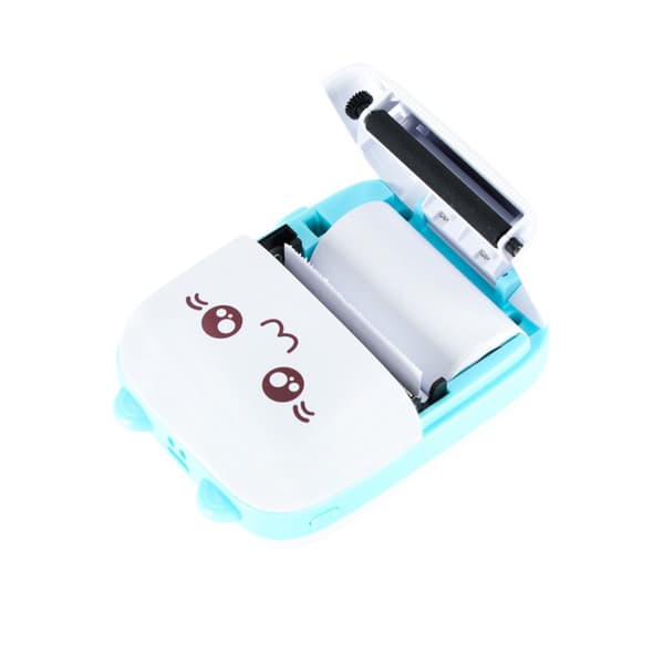 Drukotek mini termisk skrivare för etikettfoton + USB-kabel kattblå