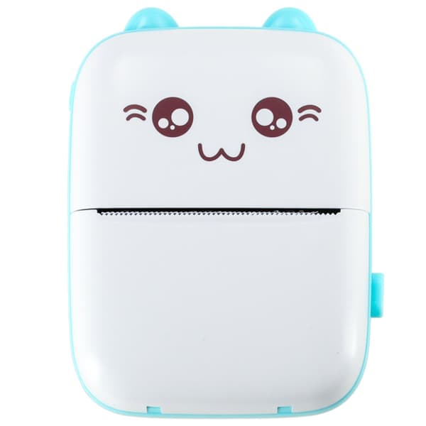 Drukotek mini termisk skrivare för etikettfoton + USB-kabel kattblå