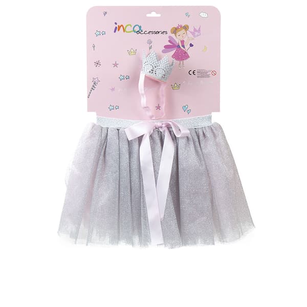 SILVER TUTU AND RIBBON WITH CROWN set 2 pcs