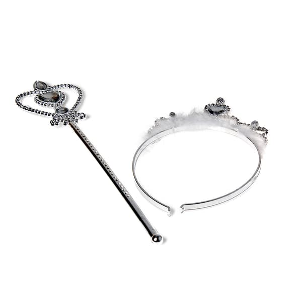 SILVER CROWN AND WAND set 2 pcs