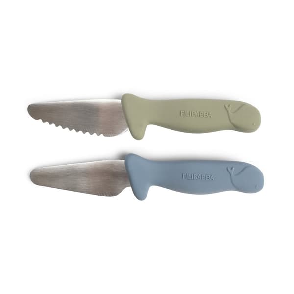 Filibabba - Beginners cutting knives - 2-pack - Powder Blue + Green - (FI-03337)