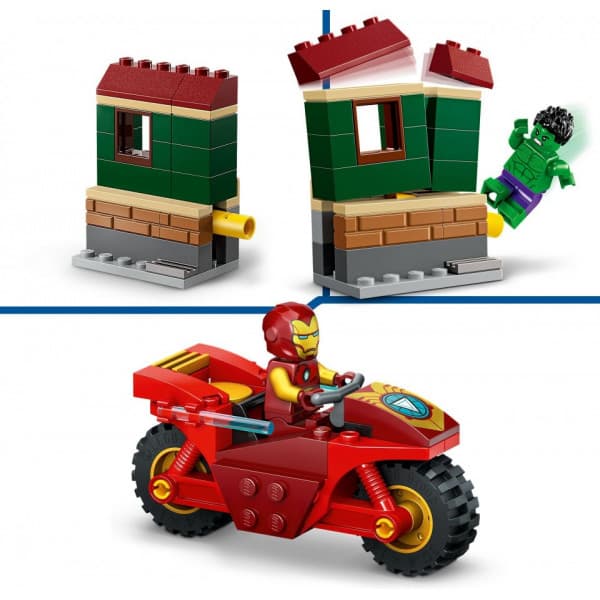 LEGO Marvel Iron Man med motorcykel och Hulk 76287