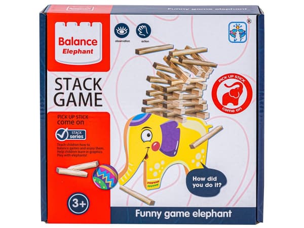 Pædagogisk arkadespil "Stack Game", Byg et tårn, Puslespil, Blocks + Elephant