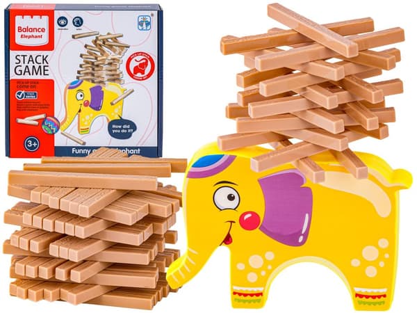 Pædagogisk arkadespil "Stack Game", Byg et tårn, Puslespil, Blocks + Elephant