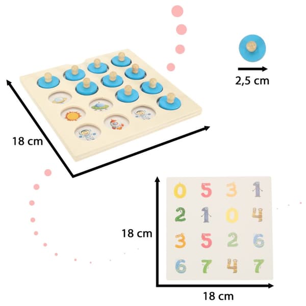Memory Montessori-brädspel, träpusselset, 4 kort