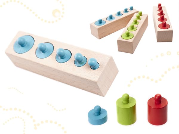 Värikkäät Montessori-puiset sylinteripainot