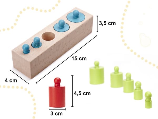 Värikkäät Montessori-puiset sylinteripainot