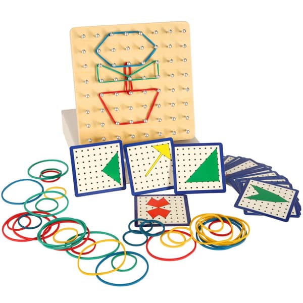 Geoboard geoplan puinen palapeli luo muotoja kuminauhalla