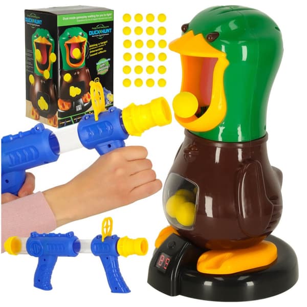 Hungry Duck XL Target Shooting Arcade Game Set med 2 LED Ball Guns