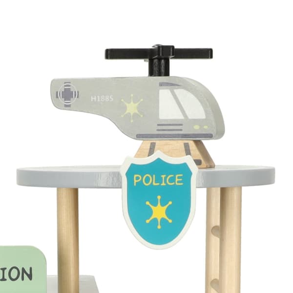 Politistation træbane + politibil helikopter parkeringsplads
