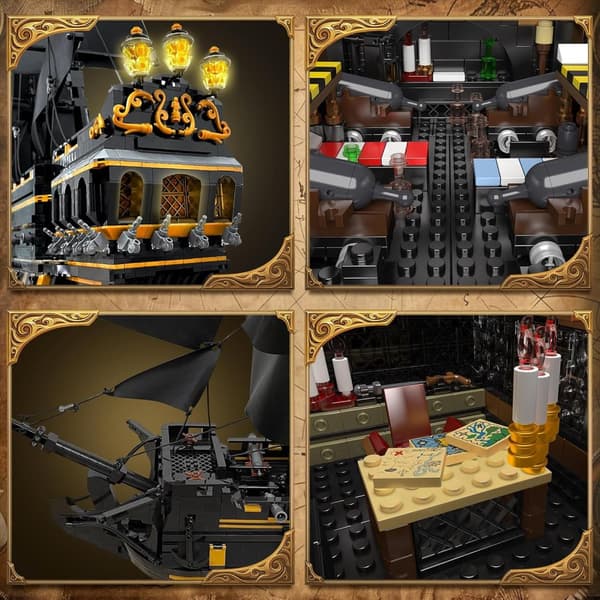 Mold King 13186 Black Pearl Pirate Ship Clamping Kit, 5266 bitar Stora segelfartyg byggstenar , STEM Technology Ship Clamping Blocks