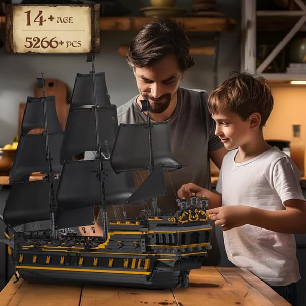 Mold King 13186 Black Pearl Pirate Ship Clamping Kit, 5266 bitar Stora segelfartyg byggstenar , STEM Technology Ship Clamping Blocks