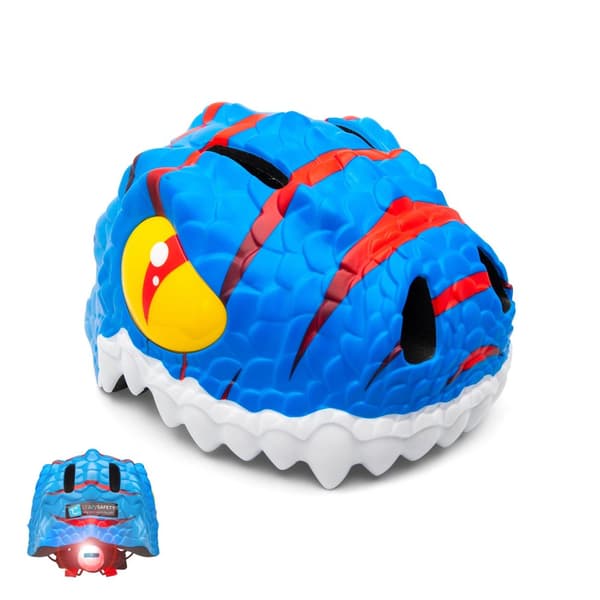 Crazy Safety - Blue Dino Childrens Bike Helmet - (100201-02-M)