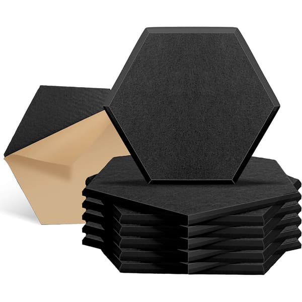 Lydabsorberende sekskantede paneler af polyester, 12-pak