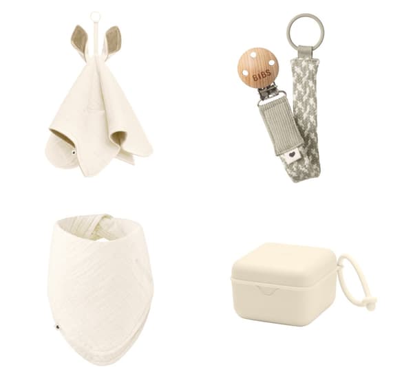 BIBS - Essentials Bundle - Pacifier Box, Bandana, Pacifier Clip  Cuddle Cloth