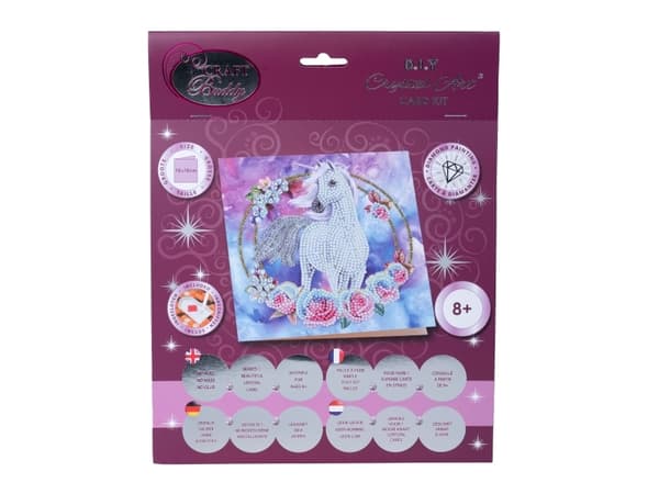 Unicorn Garland, 18x18cm Crystal Art Card