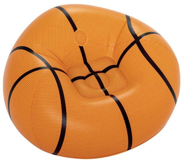 Oppustelig puf i form af en basketball 114 x 112 x 66 cm