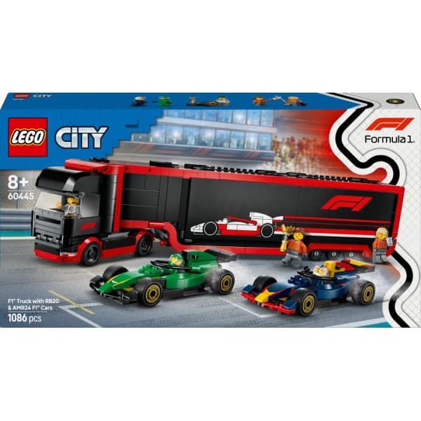LEGO City 60445 – F1-lastbil og F1-biler RB20 og AMR24
