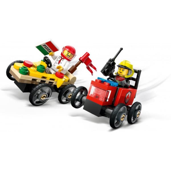 LEGO City 60458 – Pizzabil vs. brandbil – tävlingsbilspaket