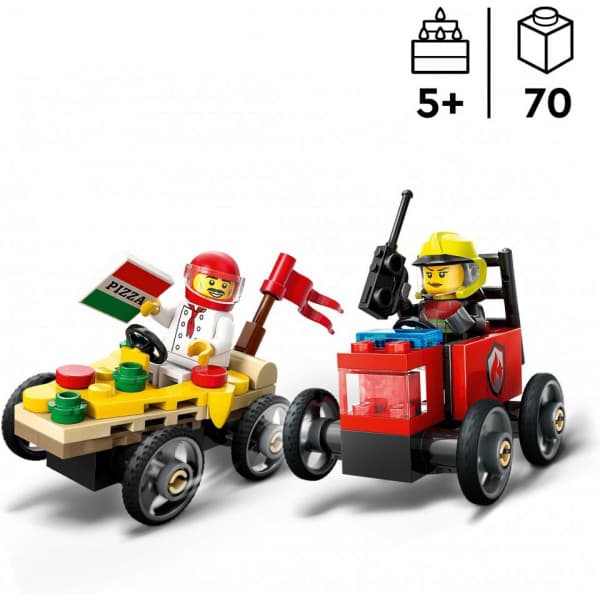 LEGO City 60458 – Pizzabil vs. brandbil – tävlingsbilspaket