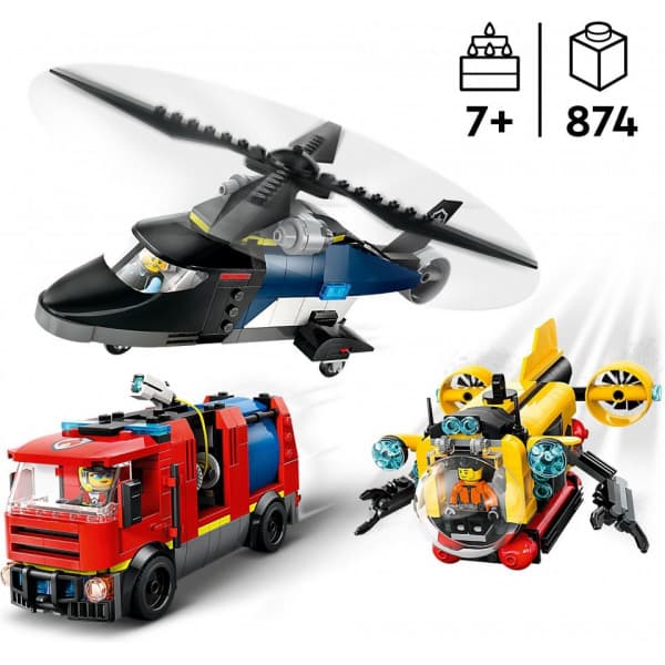 LEGO City 60462 – Helikopteri, paloauto ja sukellusvene yhdessä