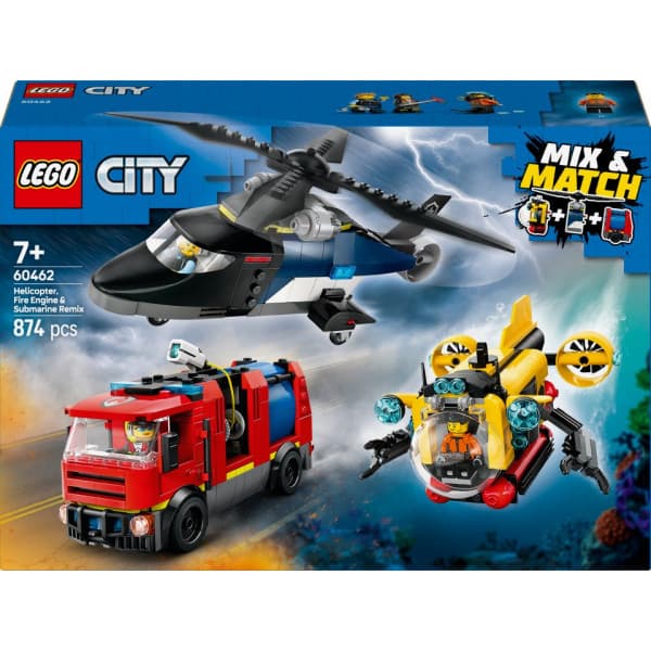 LEGO City 60462 – Helikopter, brandbil og ubåd sammen