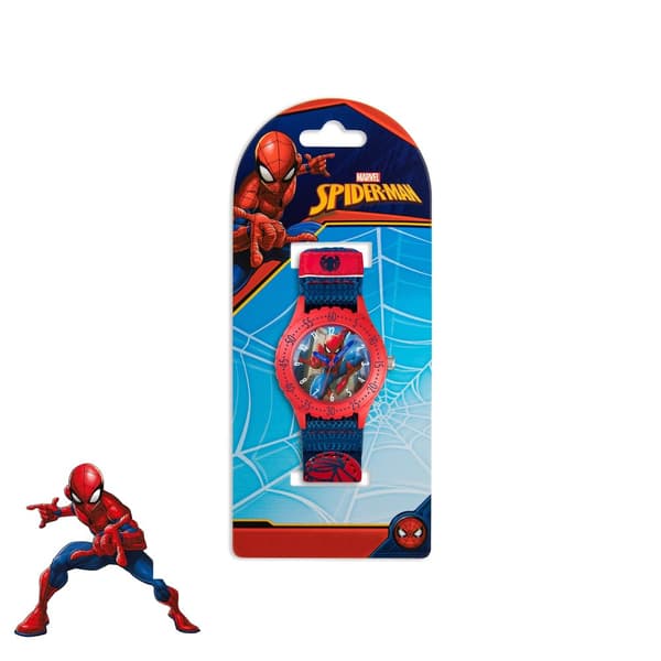 Accutime Time Teacher Watch Spiderman Blue Fabric Strap