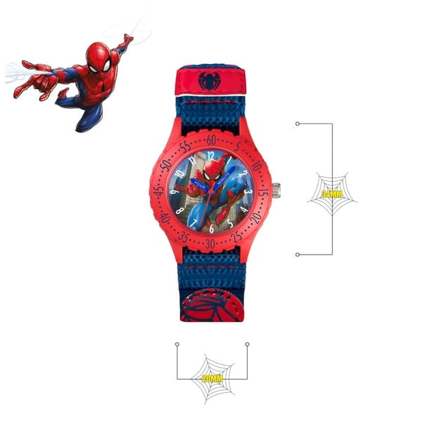 Accutime Time Teacher Watch Spiderman Blue Fabric Strap