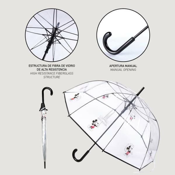 Paraply Mickey Mouse Transparent Svart PoE
