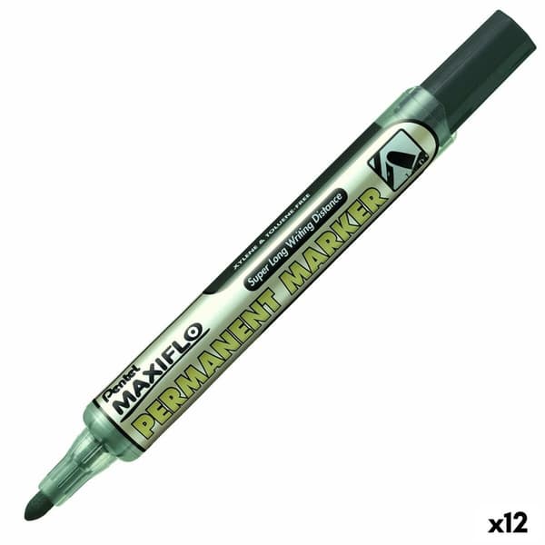 Permanent markörpenna Pentel Maxiflo NLF50 Svart (12 antal)