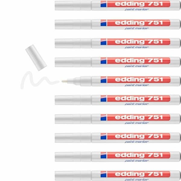 Permanent markörpenna Edding E751 Vit (10 antal)