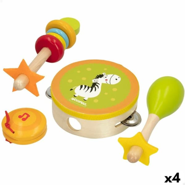 Leksak musikinstrument set Woomax Trä 14,5 x 4,5 x 14,5 cm (4 antal)