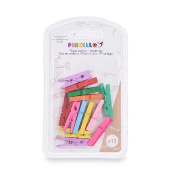 Klämmor Pincello 396 Multicolour Trä Liten (24 antal)