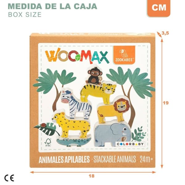 Byggspel + figurer Woomax djur 16 Delar 7 x 7 x 1,5 cm (6 antal)