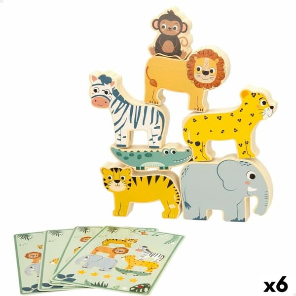 Byggspel + figurer Woomax djur 16 Delar 7 x 7 x 1,5 cm (6 antal)