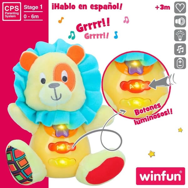 Mjukdjur med ljud Winfun Lejonet 15 x 15 x 9 cm (6 antal)