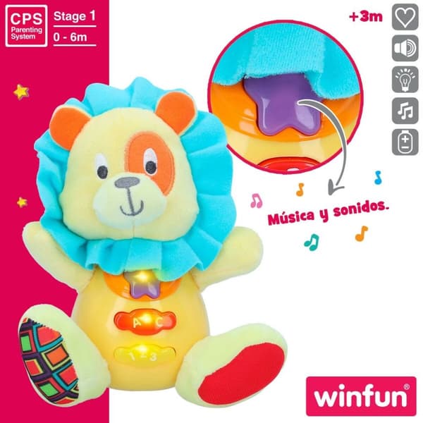 Mjukdjur med ljud Winfun Lejonet 15 x 15 x 9 cm (6 antal)