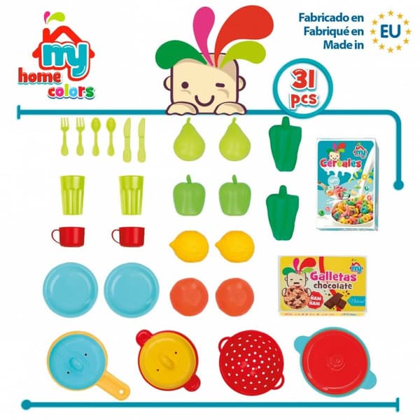 Sats med matleksaker Colorbaby Köksredskap och tillbehör 31 Delar (6 antal)