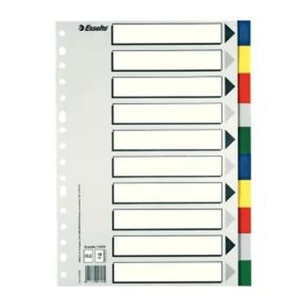 Separatorer Esselte Multicolour 10 Blad Din A4 (50 antal)