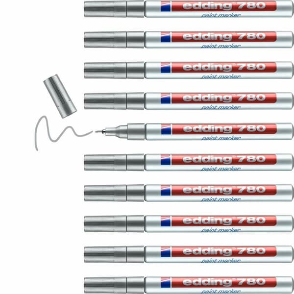 Permanent markörpenna Edding 780 Silvrig (10 antal)