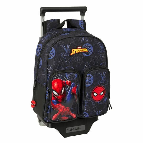 Skolväska med hjul Spider-Man Attack Svart 27 x 33 x 10 cm