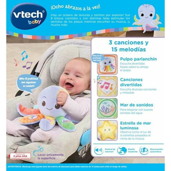 Mjukisleksak Vtech Textil Bläckfisk 20,5 x 17,6 x 11 cm