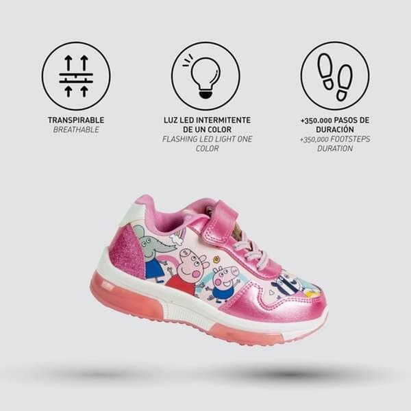 Skor i ledig stil med LED-ljus Peppa Pig Rosa 30