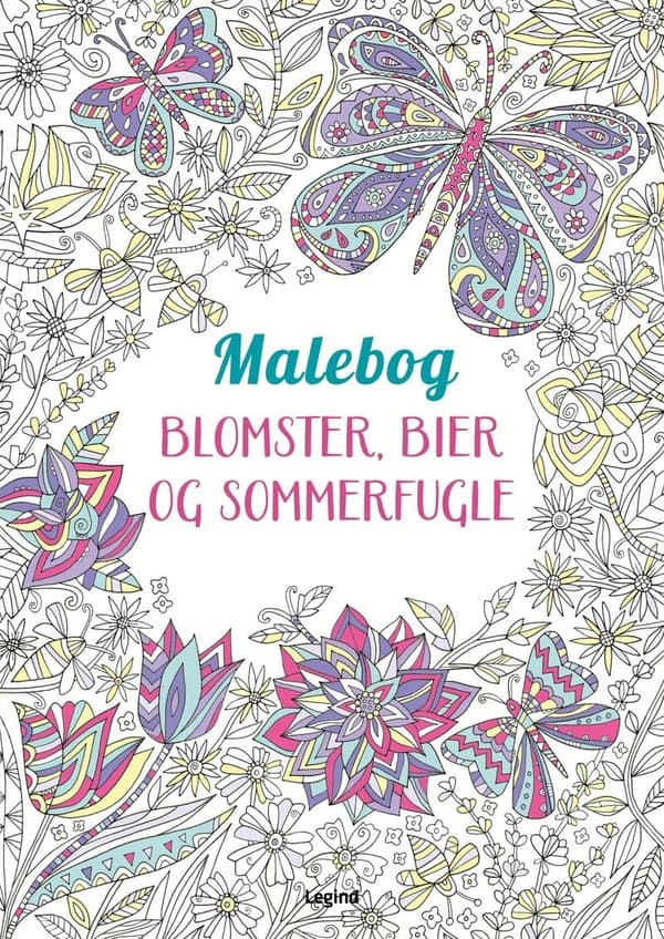 Coloring book - Flowers, bees and butterflies
