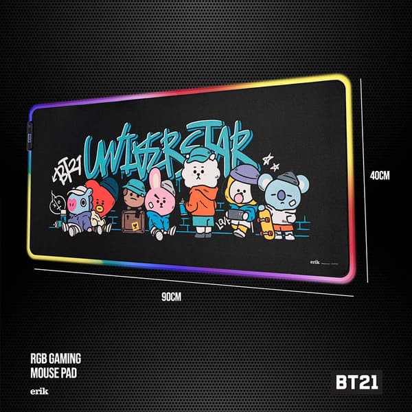 BT21-Peli-/pöytämattoXXLLED-valolla(90x40cm)