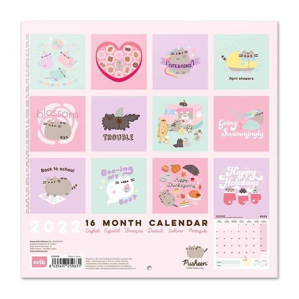 Pusheen-Väggkalender30x30cm2022frånFoodie-kollektionen