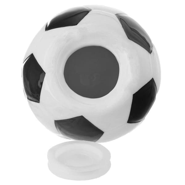 Öppningsbar sparbössa i keramik för fotboll 10 cm (svart och vit)