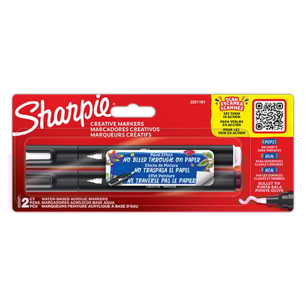 Sharpie - Creative Marker Acrylic Paint Pens - Black White - 2 Count